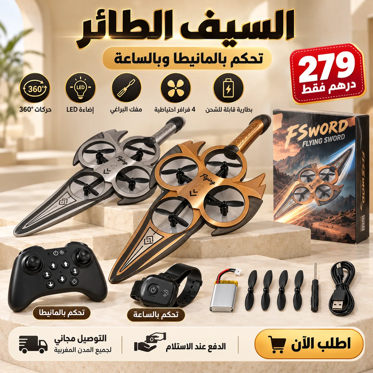 السيف الطائر FSWORD 🛸 بتحكم بالساعة والمانيطا